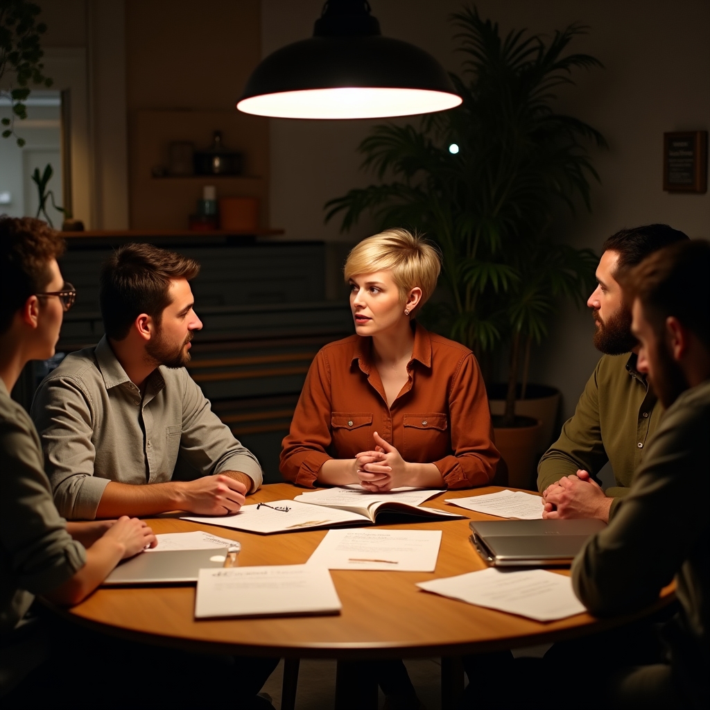 Kleines Team in einem fokussierten Workshop